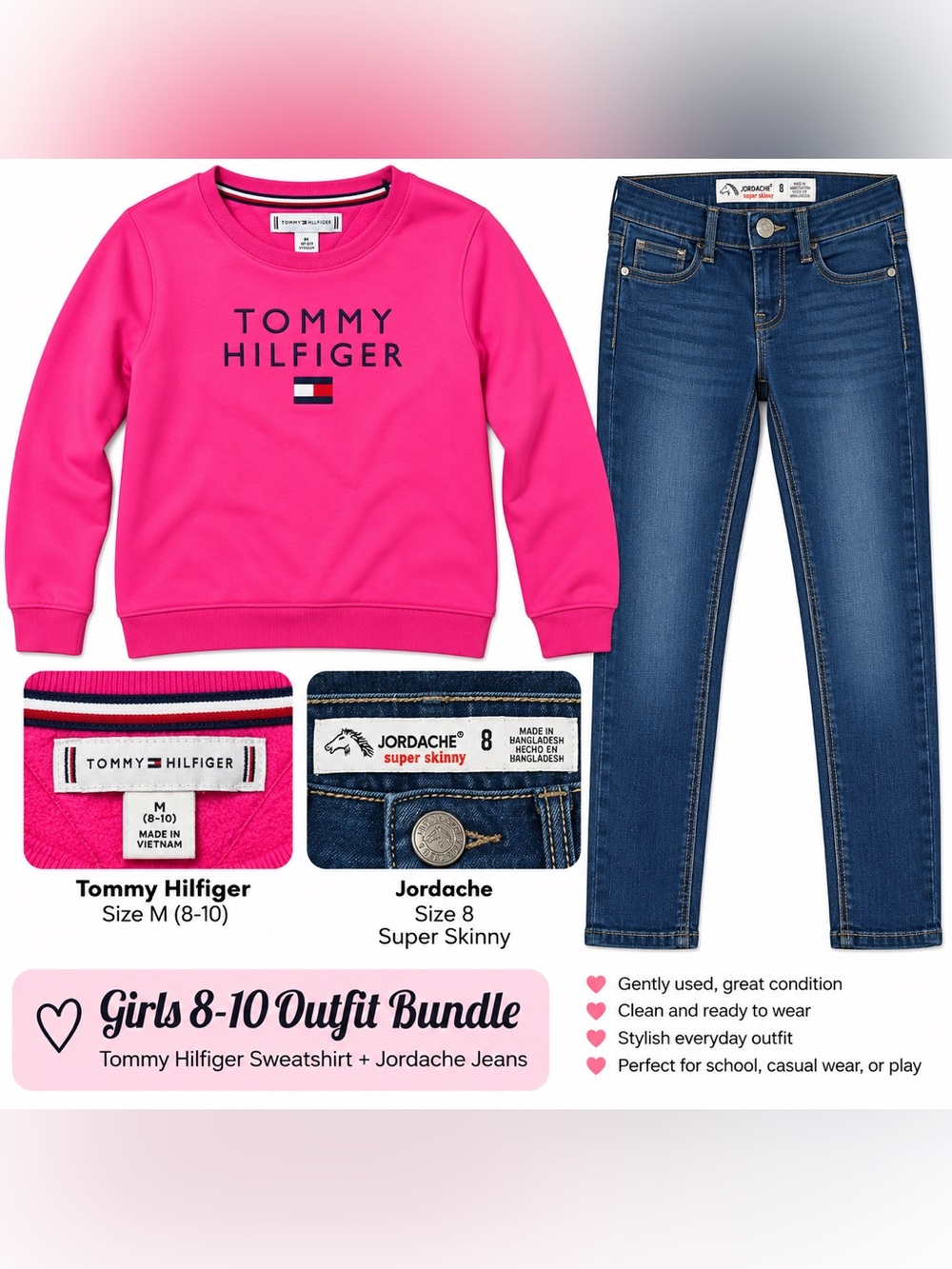 💕 Girls Tommy Hilfiger + Jordache Outfit Bundle